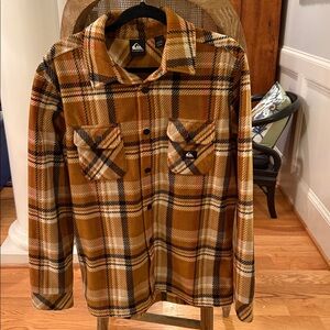 Quicksilver Flannel Shirt Brown Cream and Black skater wear, Grunge hip